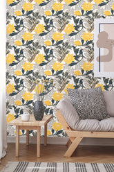 Yellow Peonies and Chrysanthemums Wallpaper